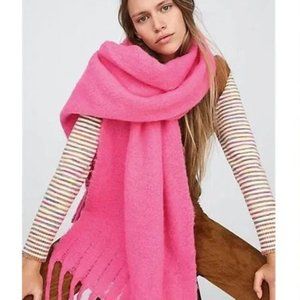 Anthropologie Oversized Neon Pink Scarf